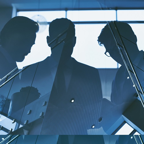 Outlines of group of businessmen working